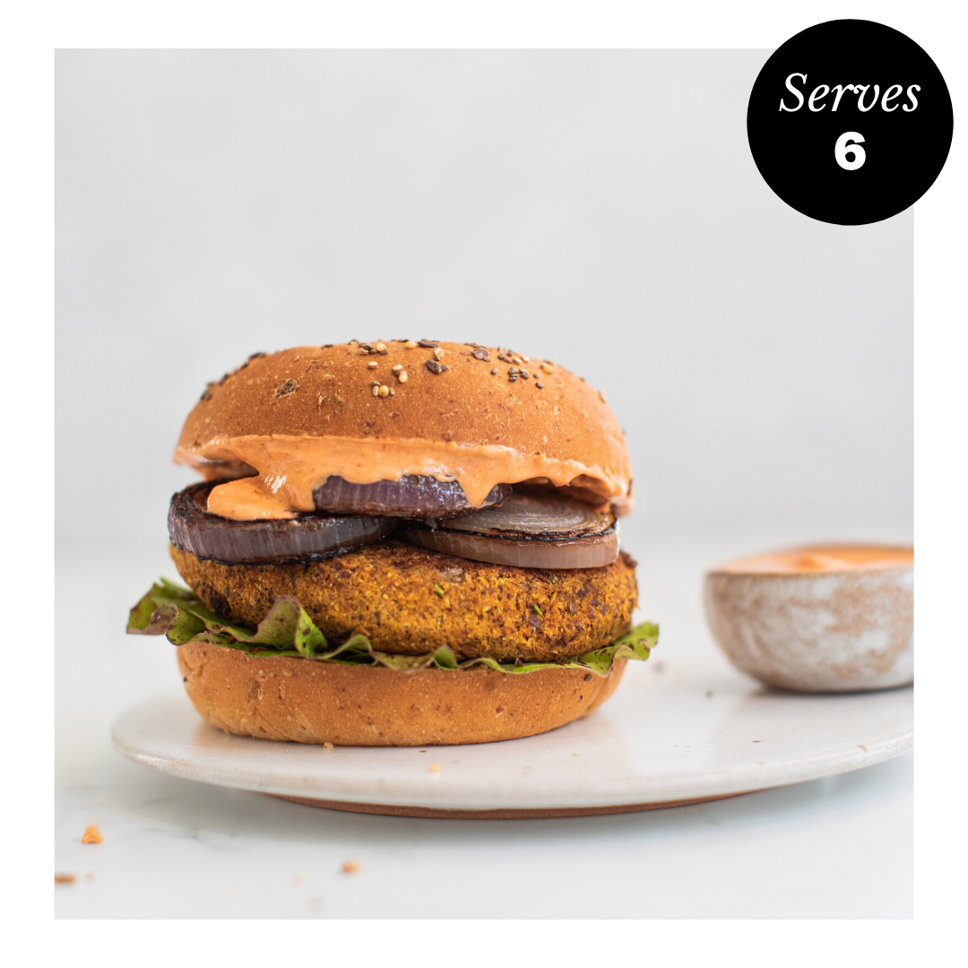 Moroccan Bean Burgers with Harissa Mayo