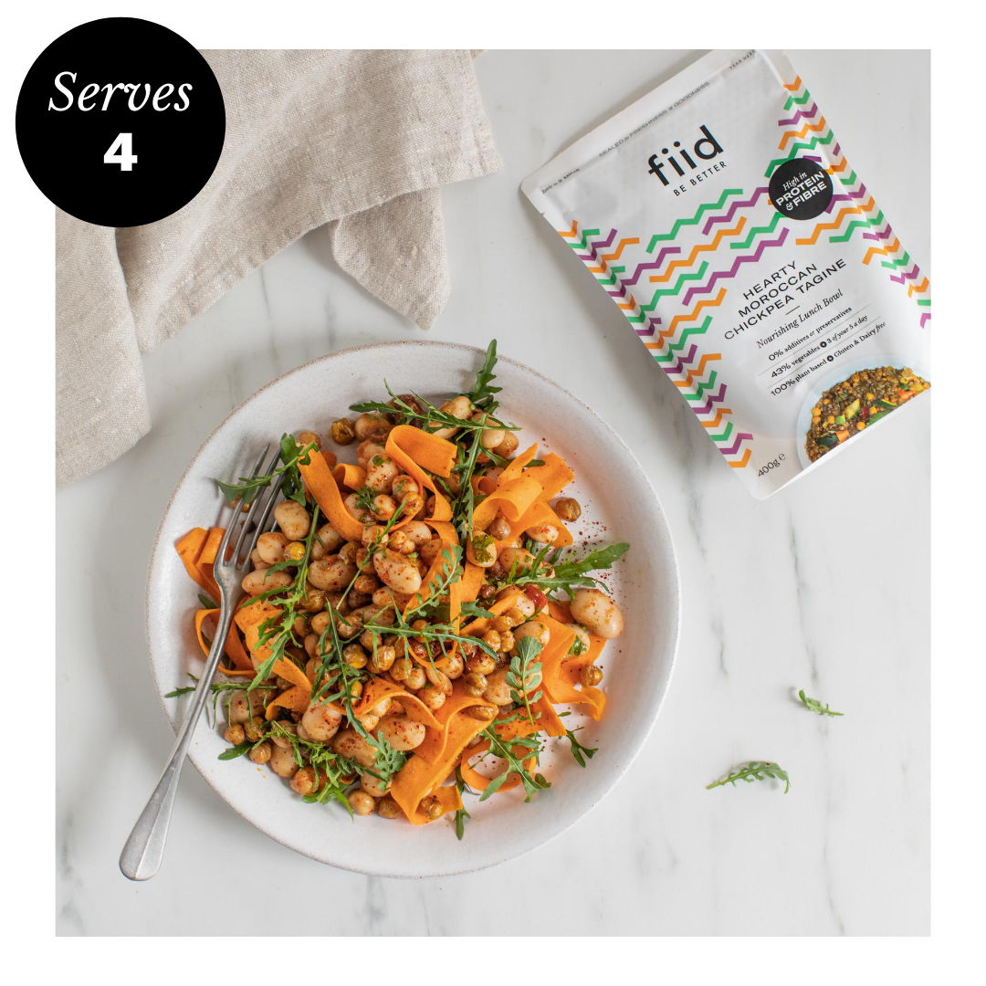 Moroccan Butterbean and Carrot Ribbon Salad With Roasted Chickpeas