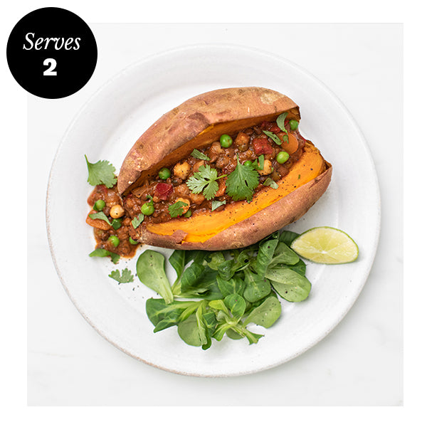 Rich Chana Masala with a Baked Sweet Potato