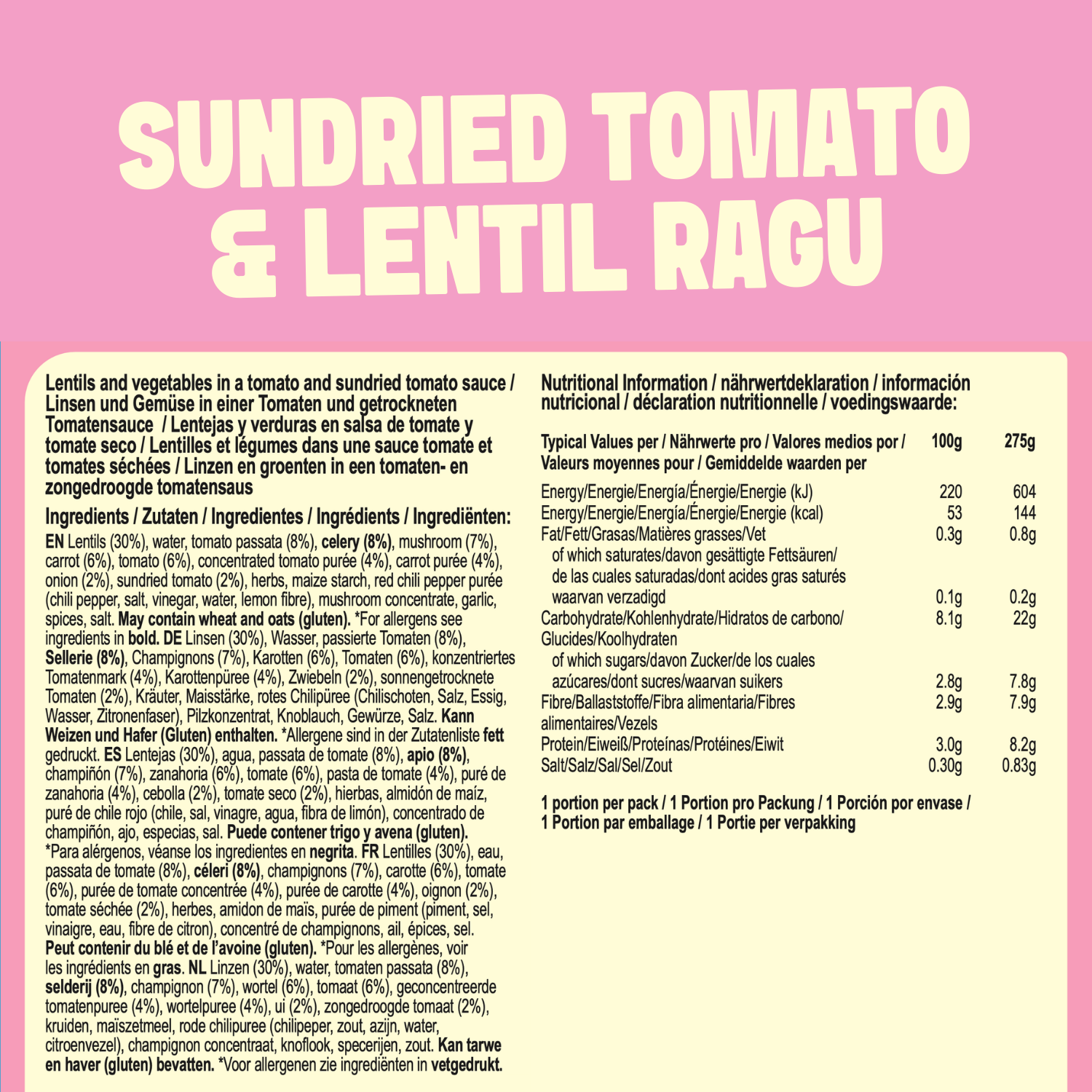 Sundried Tomato & Lentil Ragu